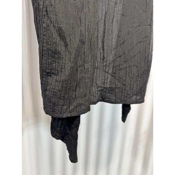 Citron Silk Blend Duster Sz M Black Long Open Lightweight Lagenlook Minimalist - Picture 5 of 5